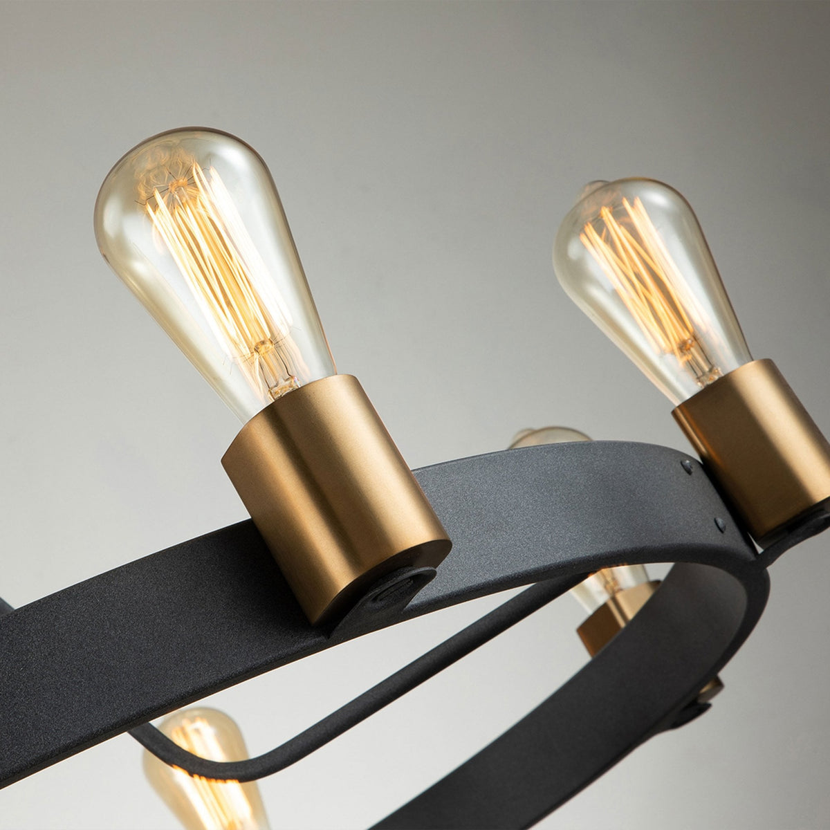 Silas Eight Light Pendant or Semi Flush in Aged Zinc and Heritage Brass
