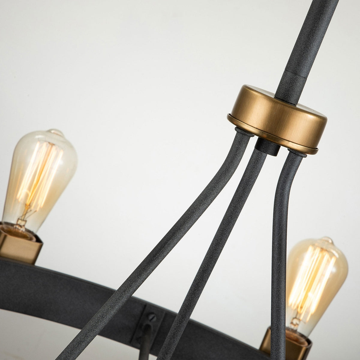 Silas Eight Light Pendant or Semi Flush in Aged Zinc and Heritage Brass