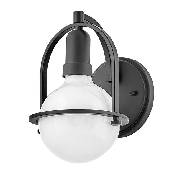 Somerset Wall Light in Black with Opal Lamp