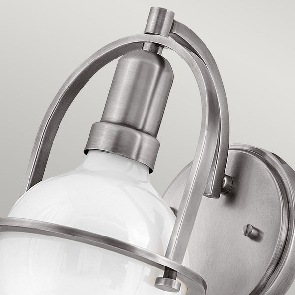 Somerset Wall Light in Brushed Nickel with Opal Lamp