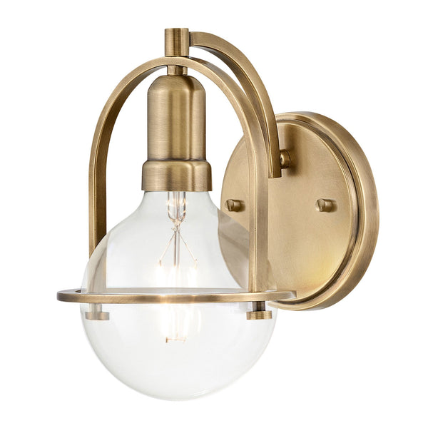 Somerset Wall Light in Heritage Brass with Clear Lamp