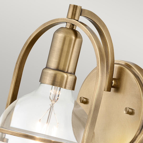 Somerset Wall Light in Heritage Brass with Clear Lamp