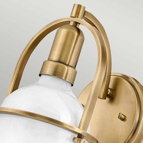 Somerset Wall Light in Heritage Brass with Opal Lamp
