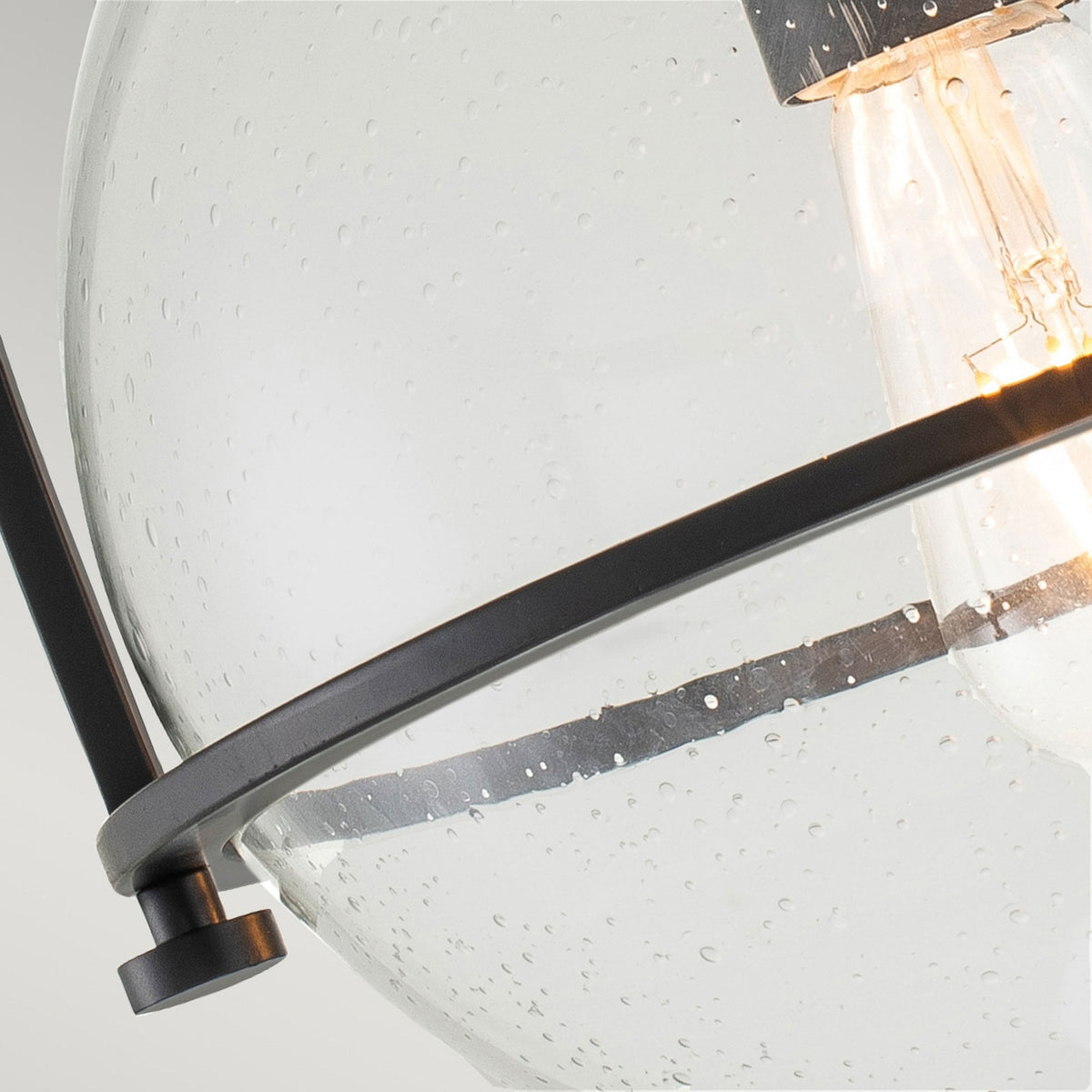 Somerset Flush Mount Ceiling Light in Black with Clear Seedy Glass