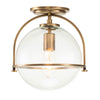 Somerset Flush Mount Ceiling Light in Heritage Brass with Clear Seedy Glass