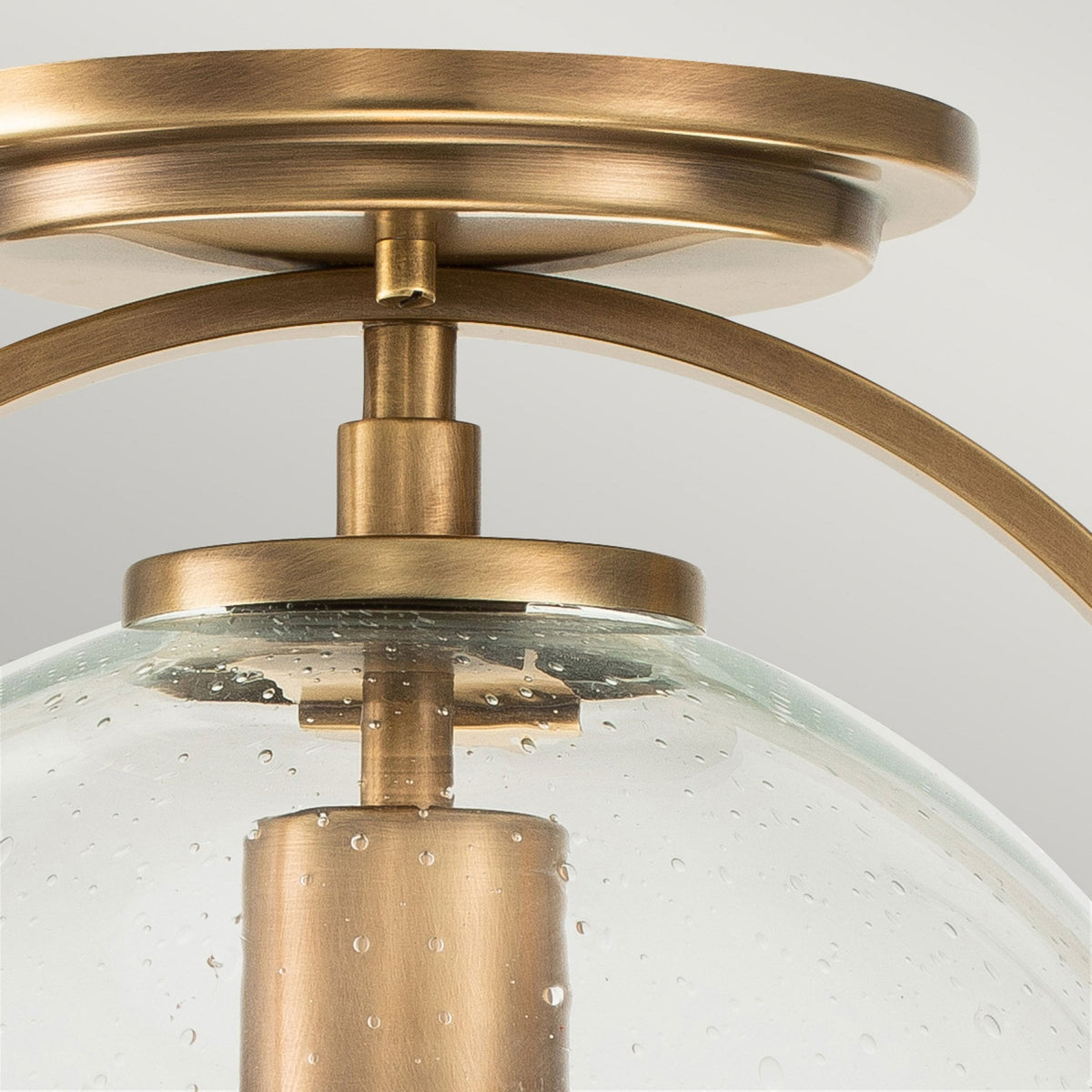 Somerset Flush Mount Ceiling Light in Heritage Brass with Clear Seedy Glass