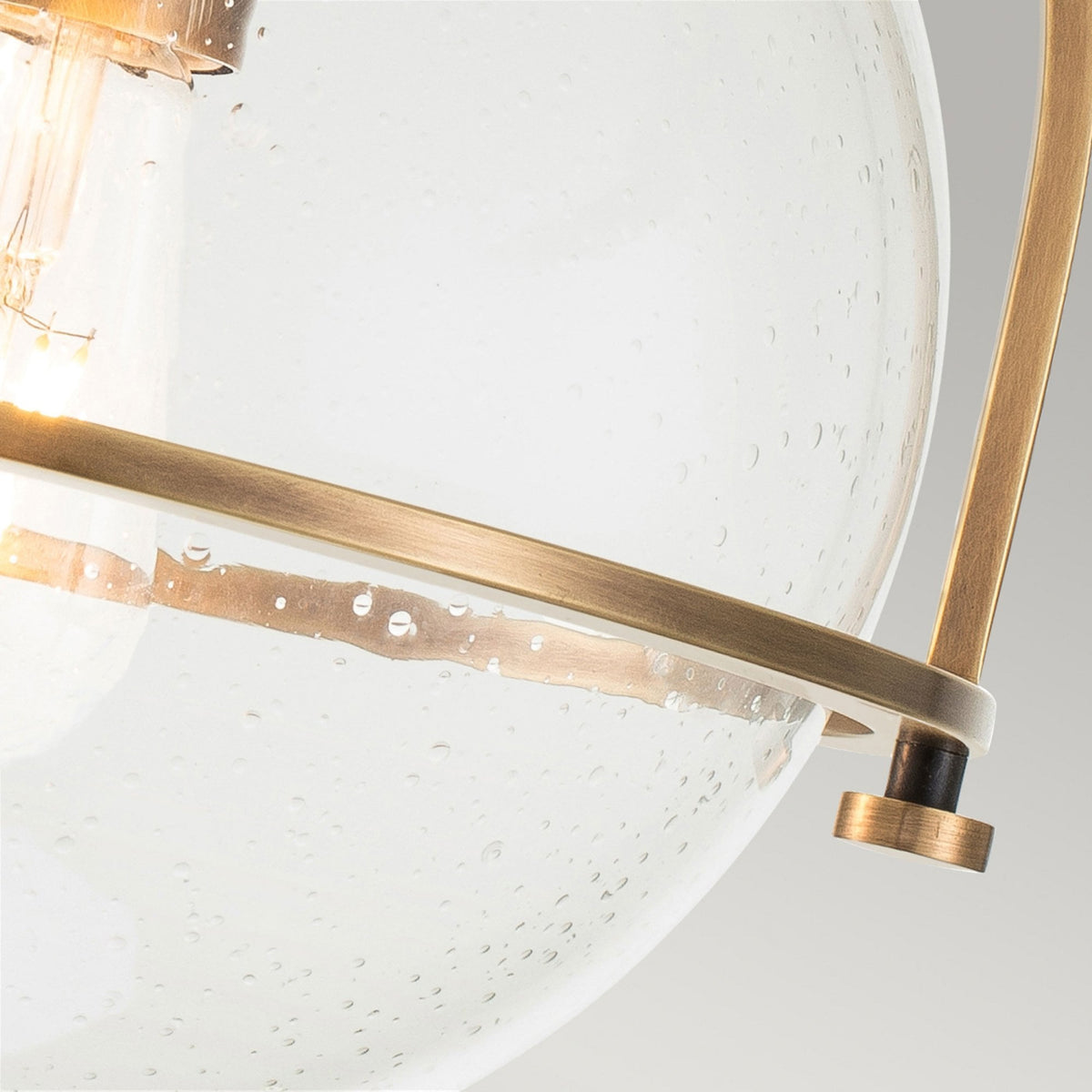 Somerset Flush Mount Ceiling Light in Heritage Brass with Clear Seedy Glass