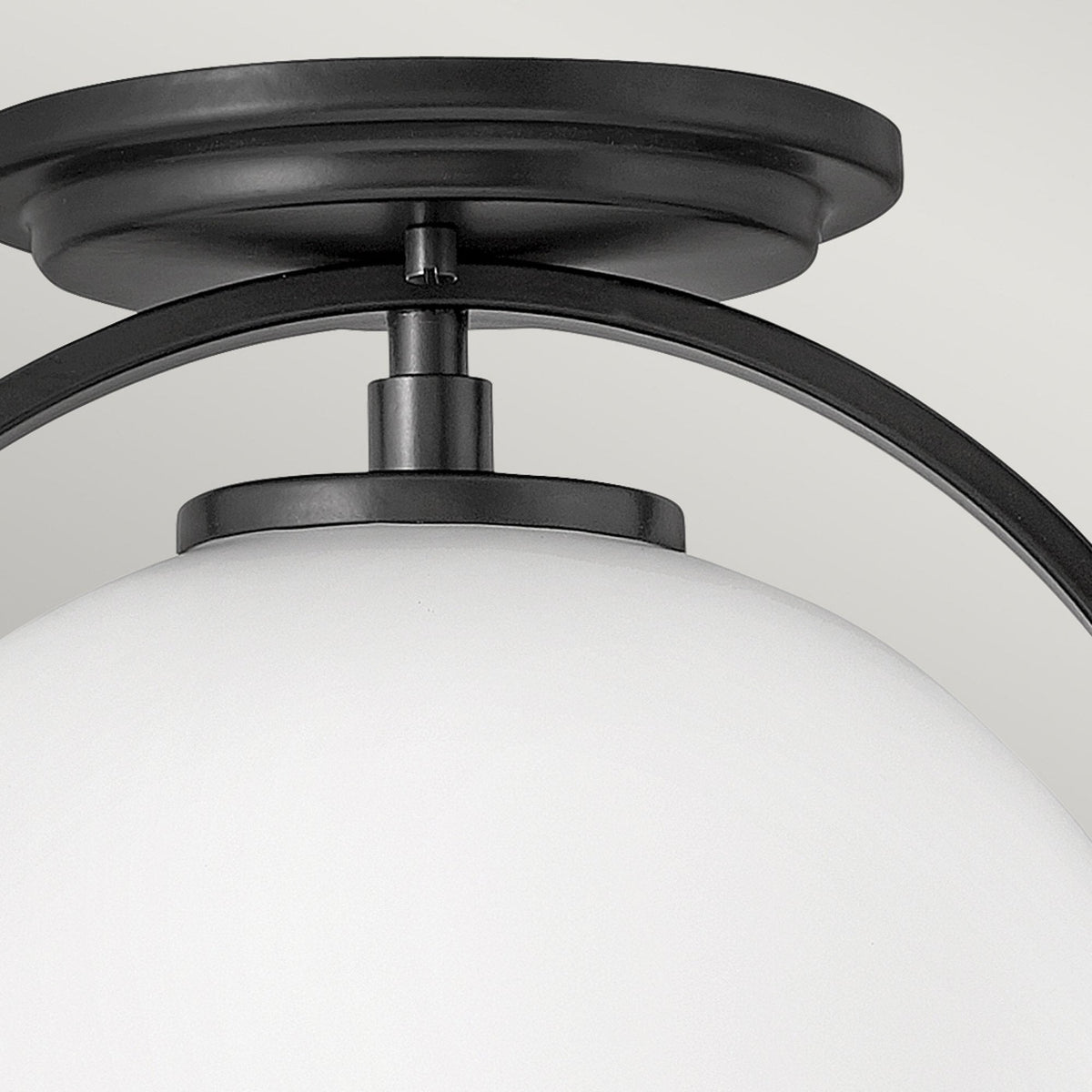 Somerset Flush Mount Ceiling Light in Black with Etched Opal Glass
