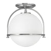Somerset Flush Mount Ceiling Light in Brushed Nickel with Etched Opal Glass