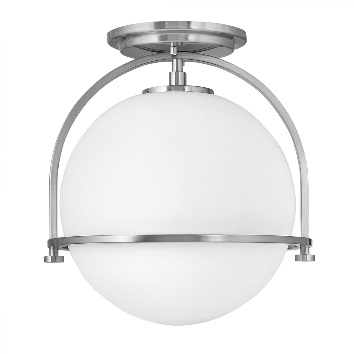 Somerset Flush Mount Ceiling Light in Brushed Nickel with Etched Opal Glass