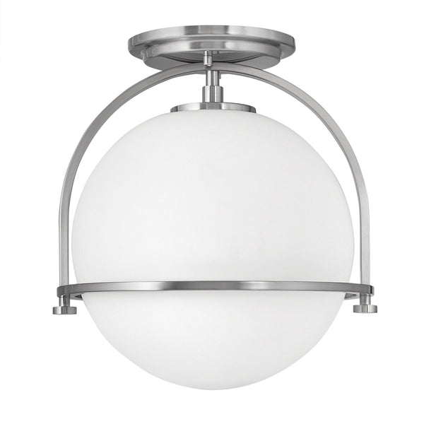 Somerset Flush Mount Ceiling Light in Brushed Nickel with Etched Opal Glass