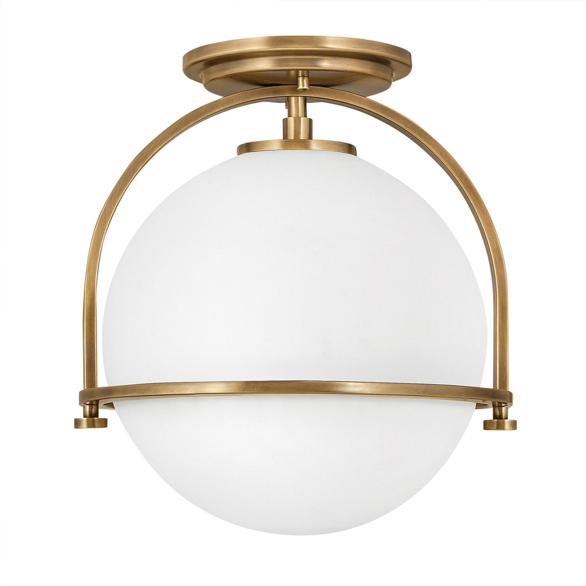 Somerset Flush Mount Ceiling Light in Heritage Brass with Etched Opal Glass