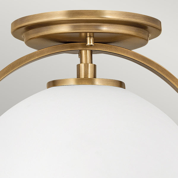 Somerset Flush Mount Ceiling Light in Heritage Brass with Etched Opal Glass