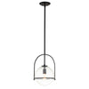 Somerset Medium Pendant in Black with Clear Seedy Glass