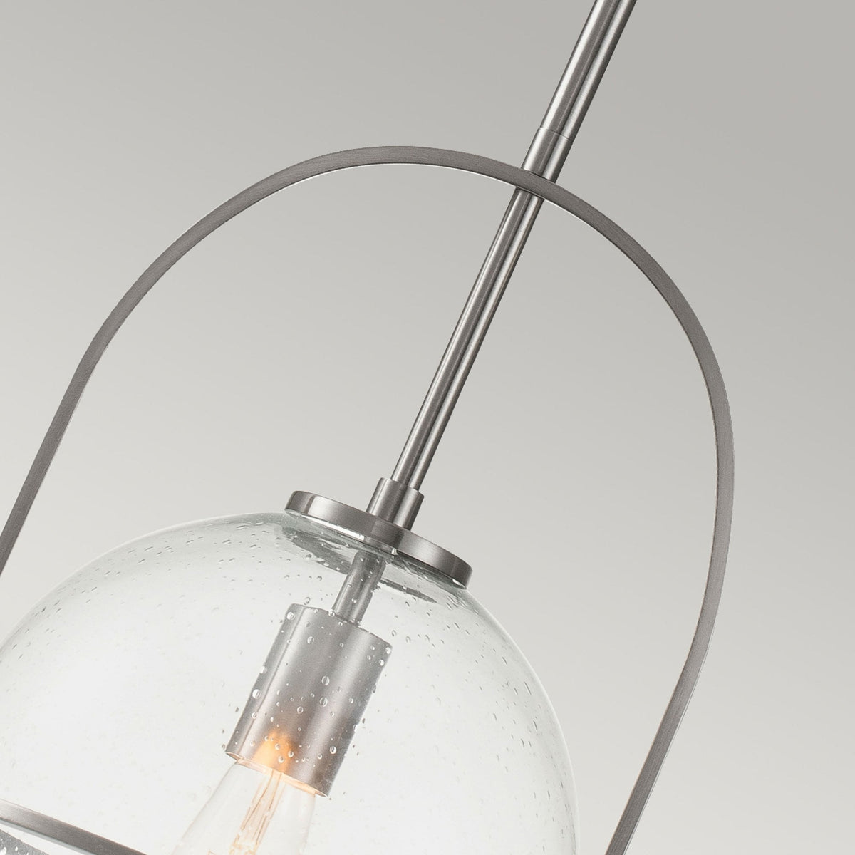 Somerset Medium Pendant in Brushed Nickel with Clear Seedy Glass