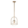 Somerset Medium Pendant in Heritage Brass with Clear Seedy Glass