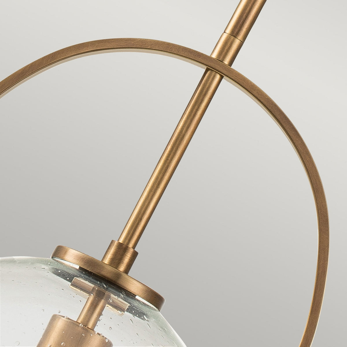 Somerset Medium Pendant in Heritage Brass with Clear Seedy Glass