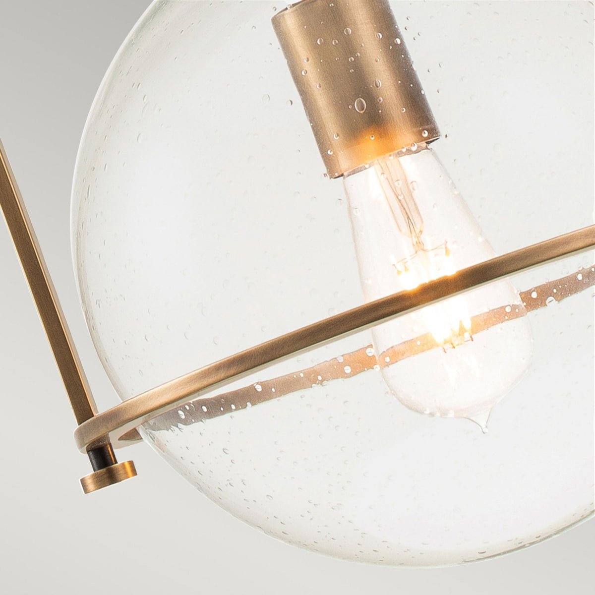 Somerset Medium Pendant in Heritage Brass with Clear Seedy Glass