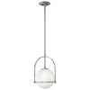 Somerset Medium Pendant in Brushed Nickel with Etched Opal Glass