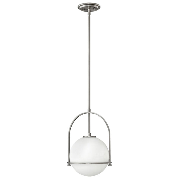 Somerset Medium Pendant in Brushed Nickel with Etched Opal Glass