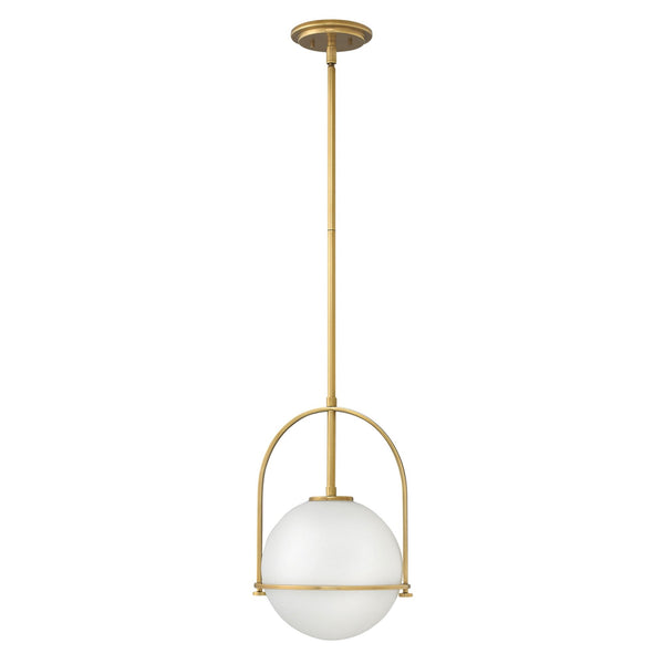 Somerset Medium Pendant in Heritage Brass with Etched Opal Glass