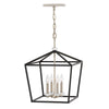 Stinson Four Light Large Pendant or Semi Flush in Black with Polished Nickel
