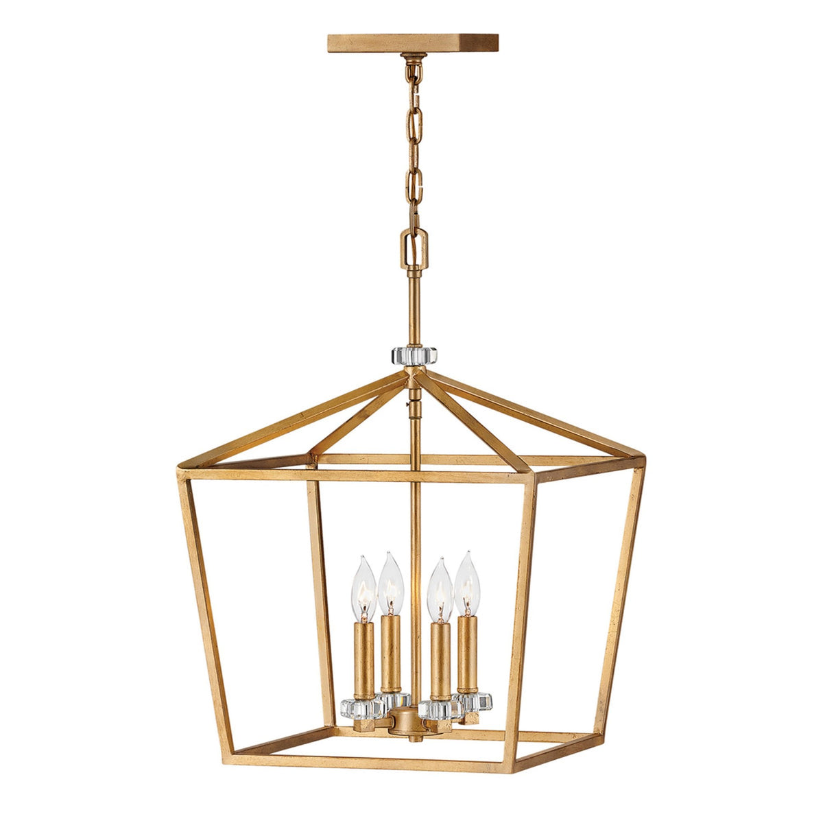 Stinson Four Light Large Pendant or Semi Flush in Distressed Brass