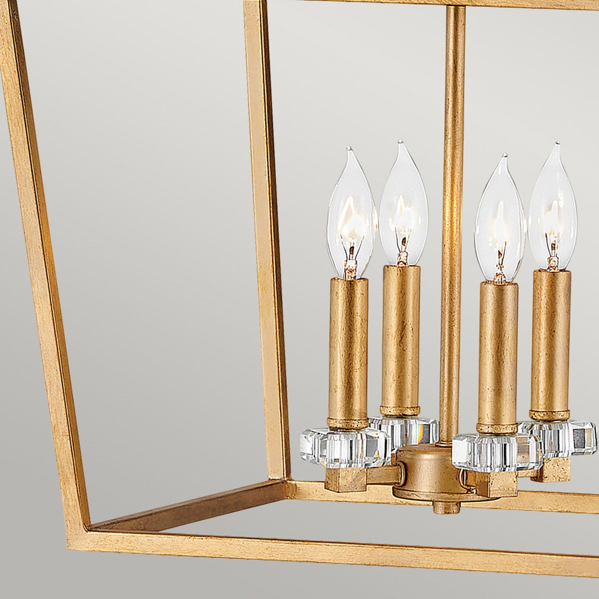Stinson Four Light Large Pendant or Semi Flush in Distressed Brass