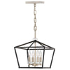 Stinson Four Light Medium Pendant or Semi Flush in Black with Polished Nickel