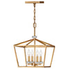 Stinson Four Light Medium Pendant or Semi Flush in Distressed Brass