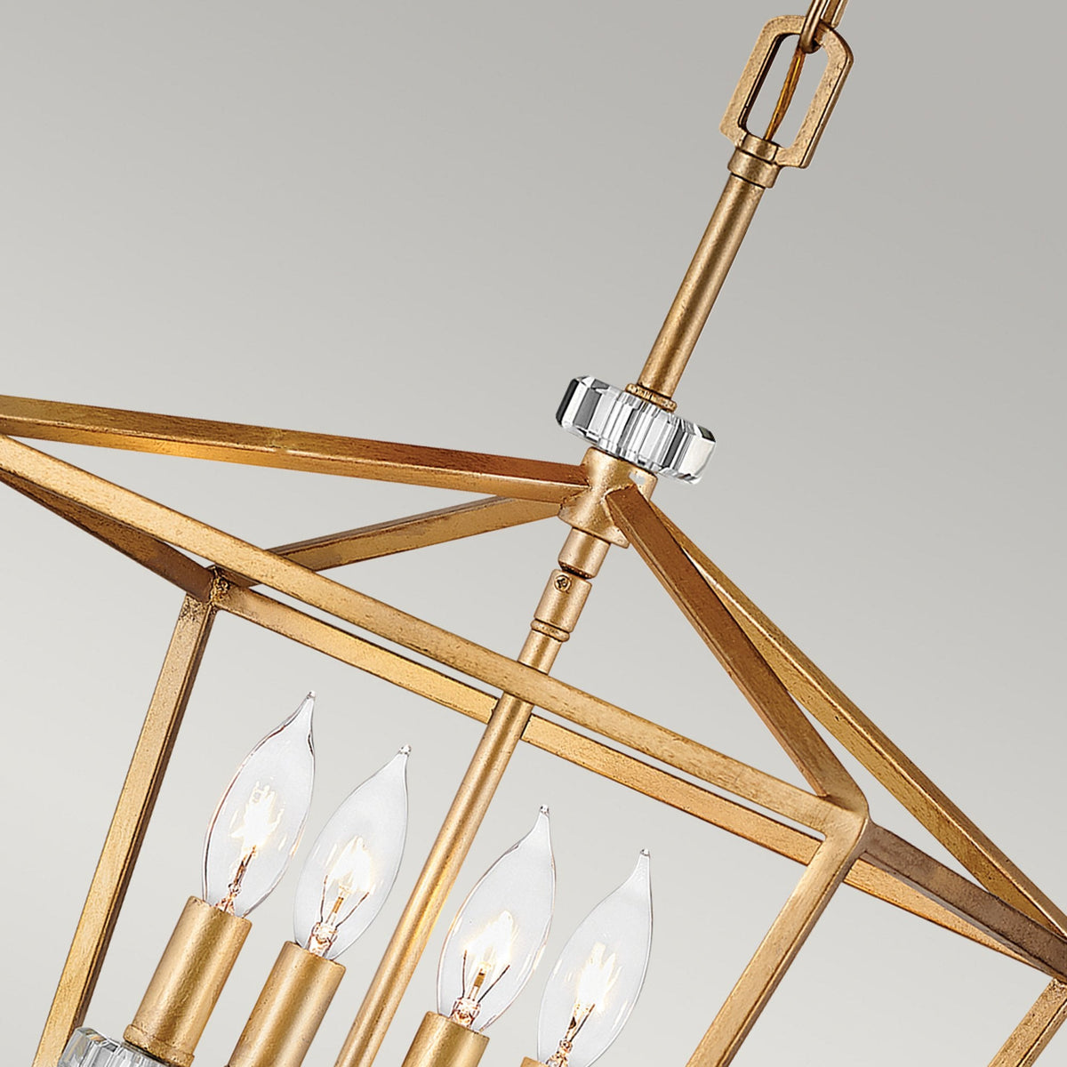 Stinson Four Light Medium Pendant or Semi Flush in Distressed Brass