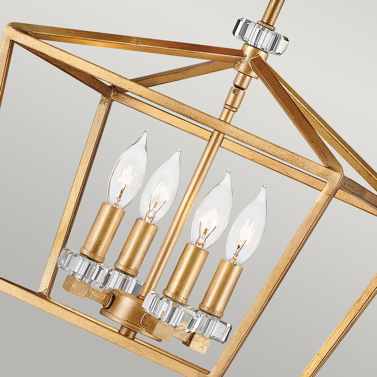 Stinson Four Light Medium Pendant or Semi Flush in Distressed Brass