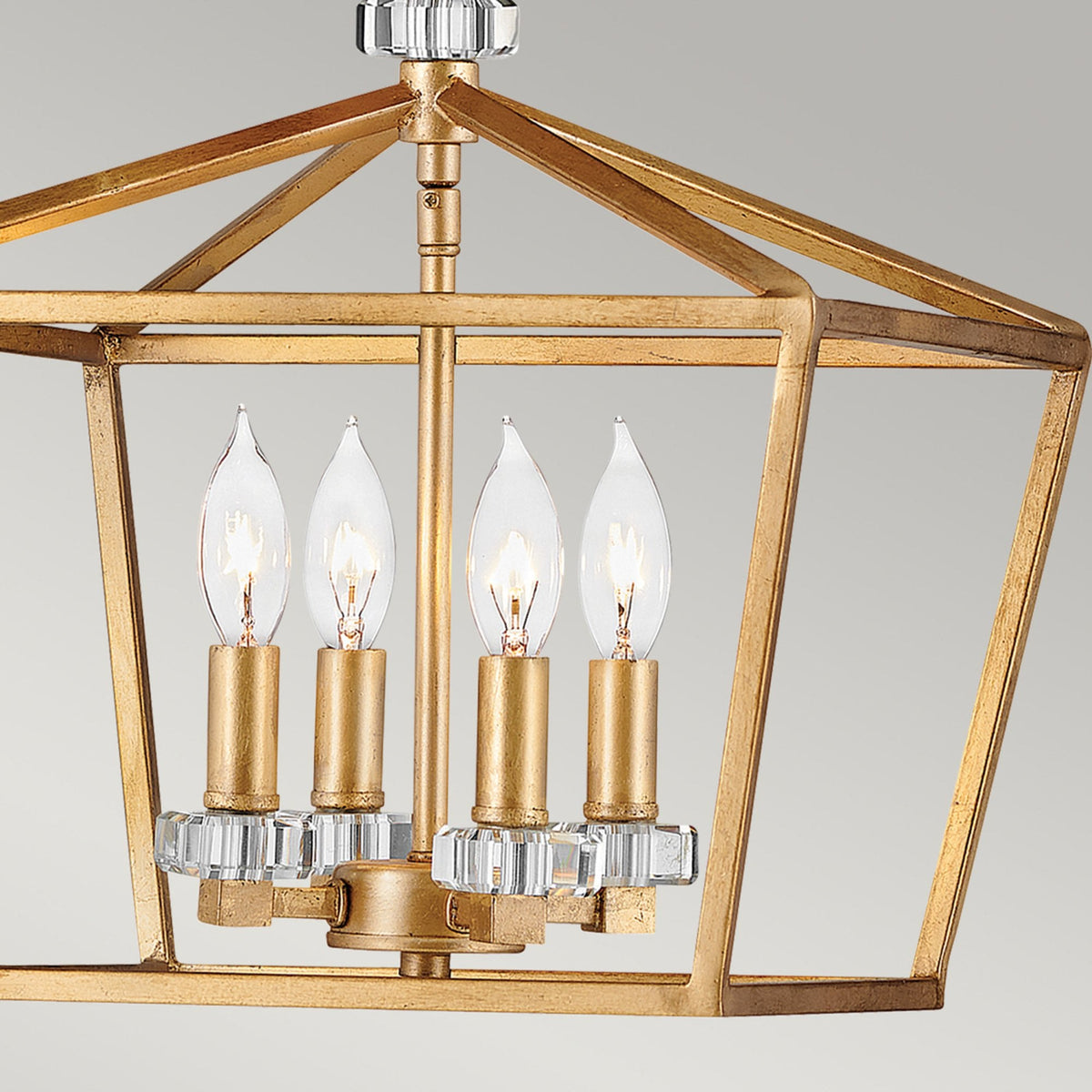 Stinson Four Light Medium Pendant or Semi Flush in Distressed Brass