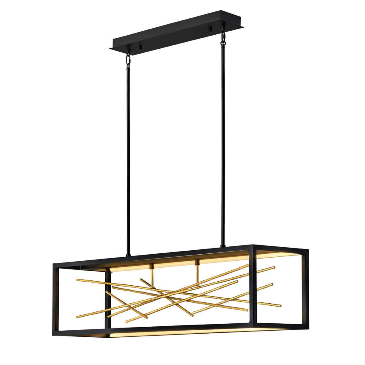 Styx LED Linear Pendant in Black & Gilded Gold