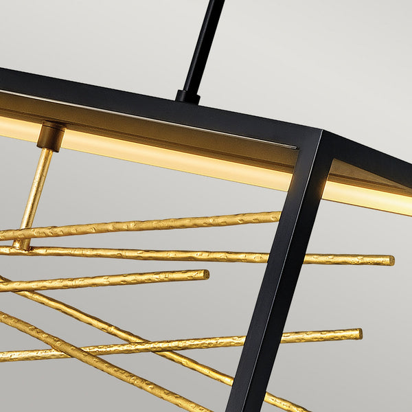 Styx LED Linear Pendant in Black & Gilded Gold