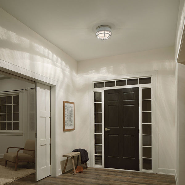 Tollis Flush Mount Ceiling Light in Brushed Nickel & White