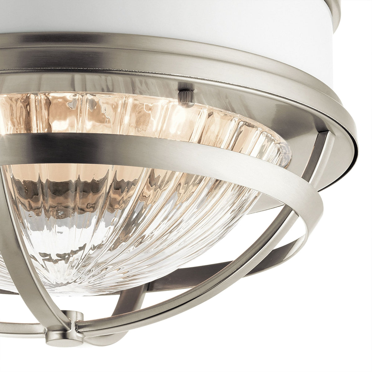Tollis Flush Mount Ceiling Light in Brushed Nickel & White