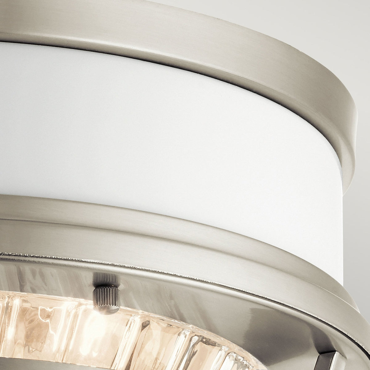 Tollis Flush Mount Ceiling Light in Brushed Nickel & White