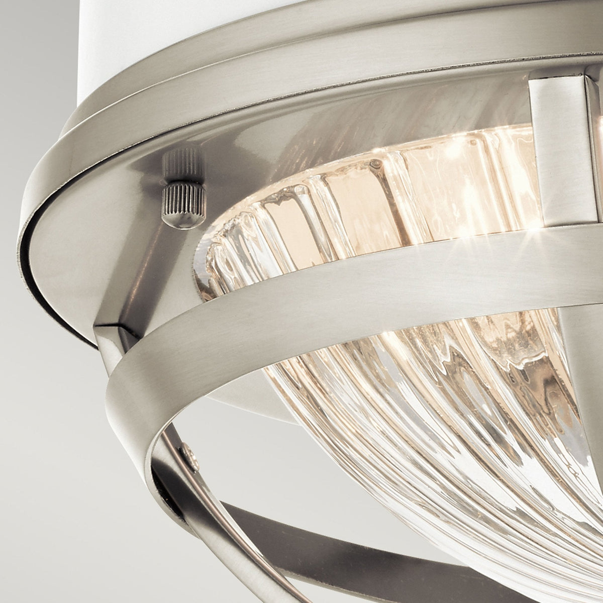Tollis Flush Mount Ceiling Light in Brushed Nickel & White