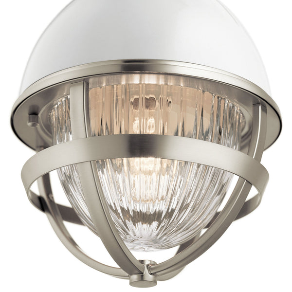 Tollis Mini Pendant Light in Brushed Nickel & White