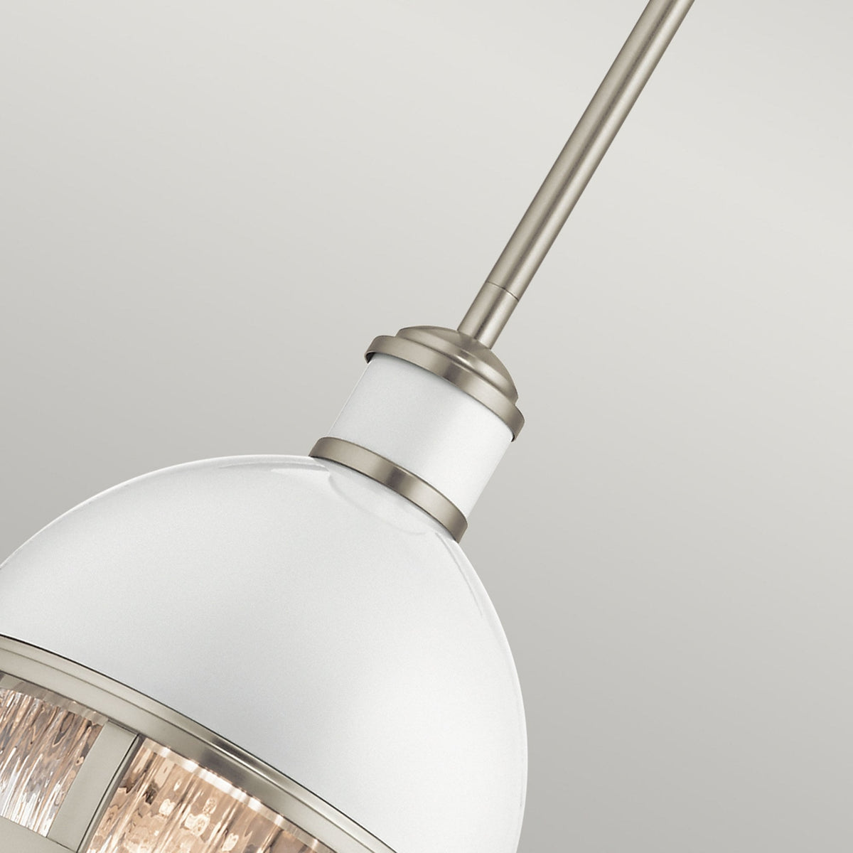 Tollis Mini Pendant Light in Brushed Nickel & White