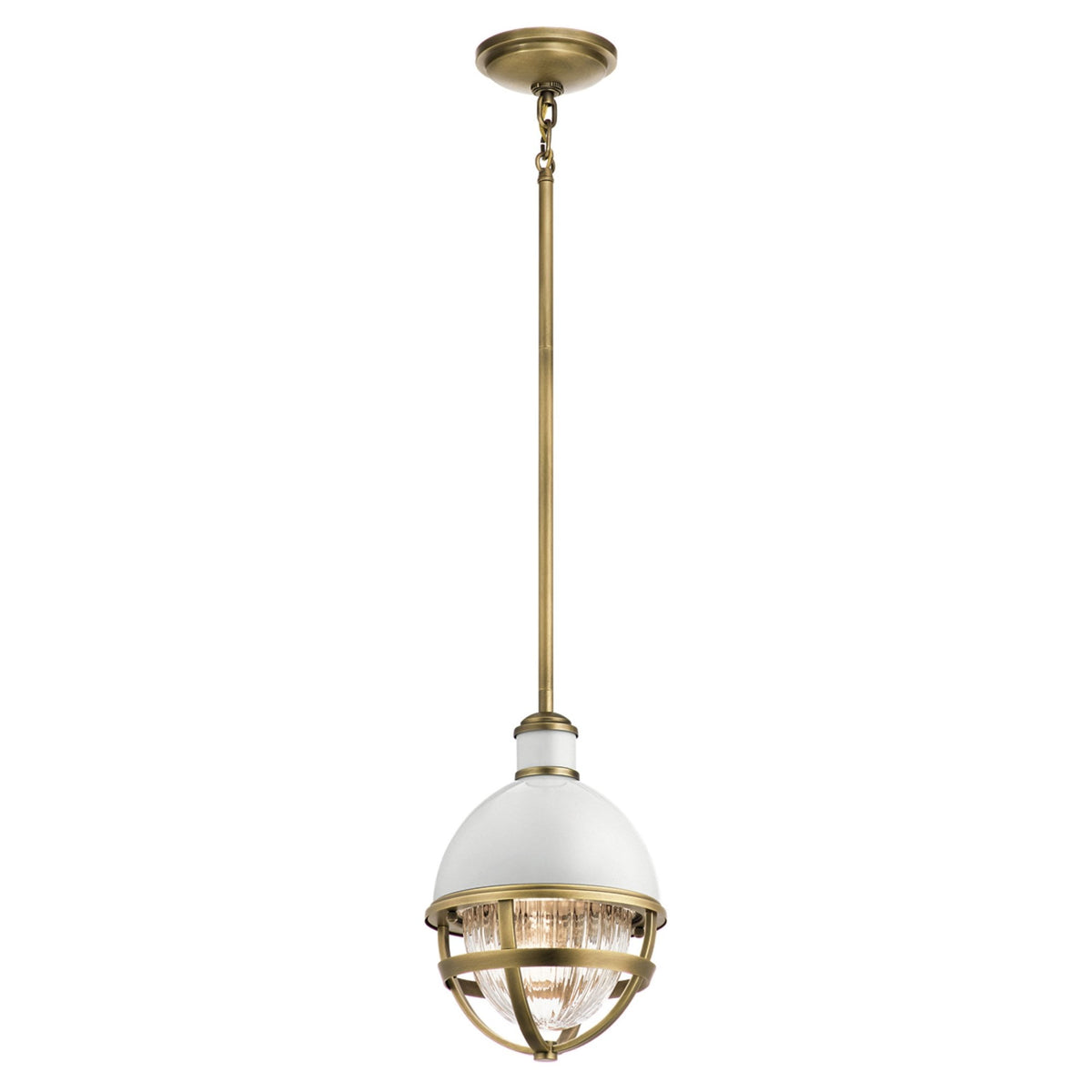 Tollis Mini Pendant Light in Natural Brass & White
