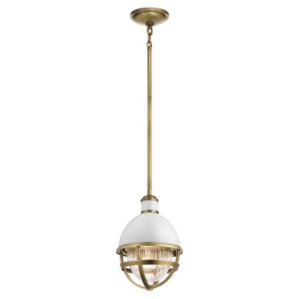 Tollis Mini Pendant Light in Natural Brass & White