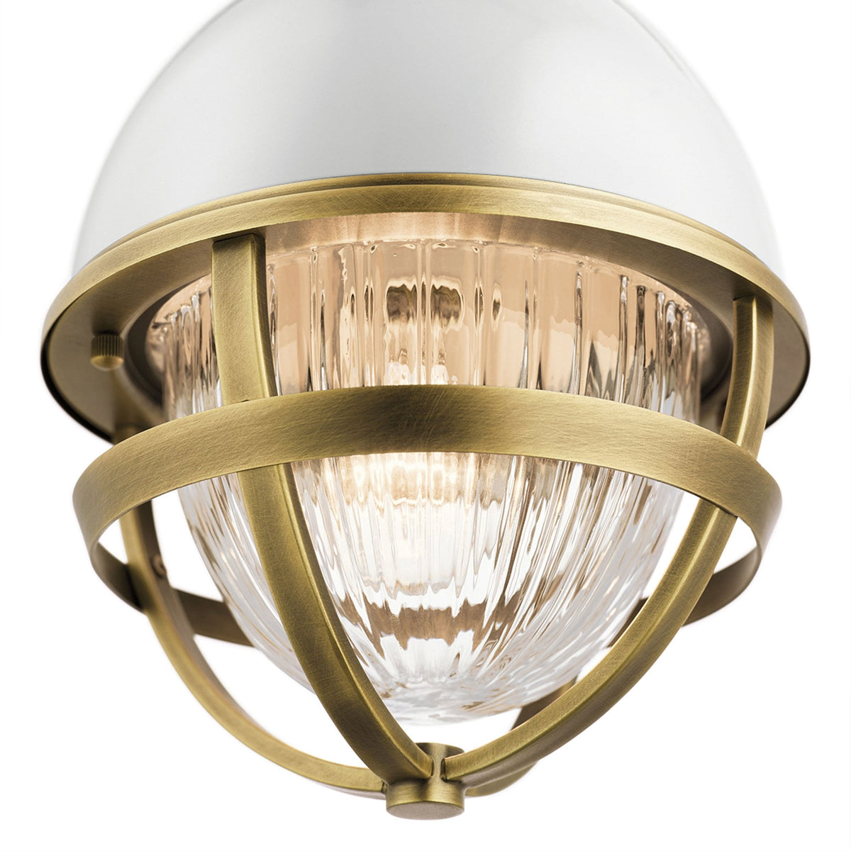 Tollis Mini Pendant Light in Natural Brass & White