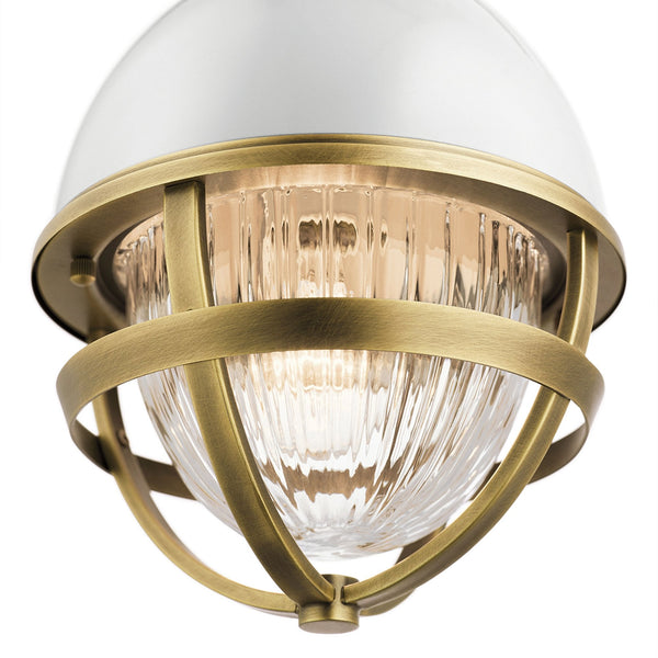 Tollis Mini Pendant Light in Natural Brass & White