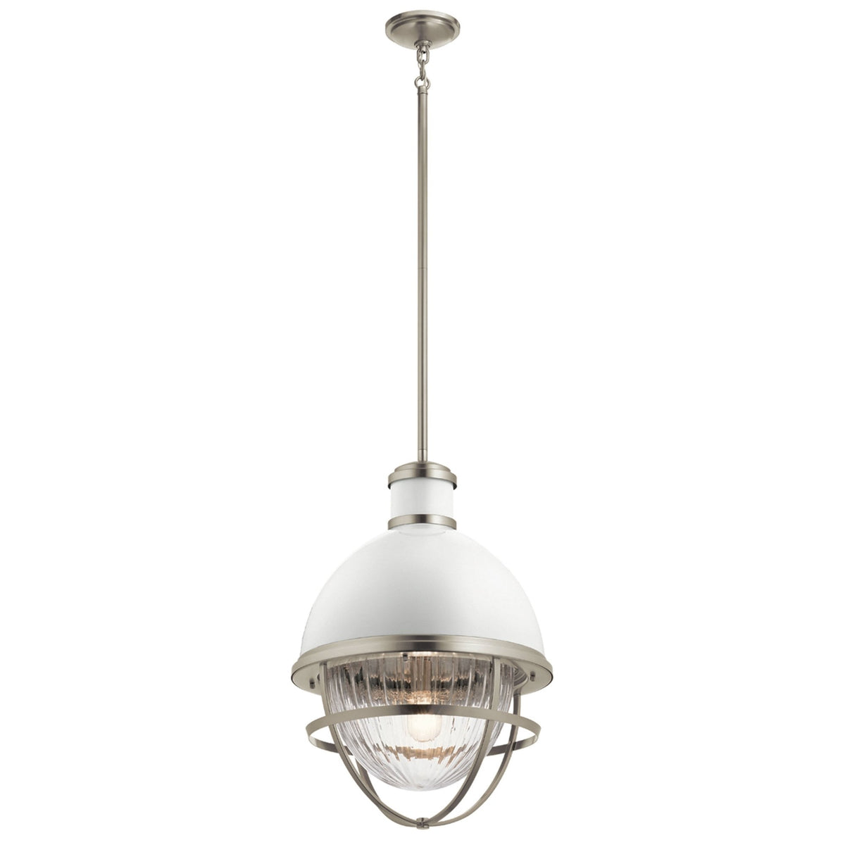 Tollis Pendant Light in Brushed Nickel & White