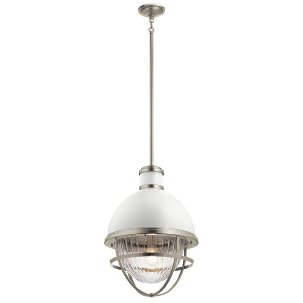 Tollis Pendant Light in Brushed Nickel & White
