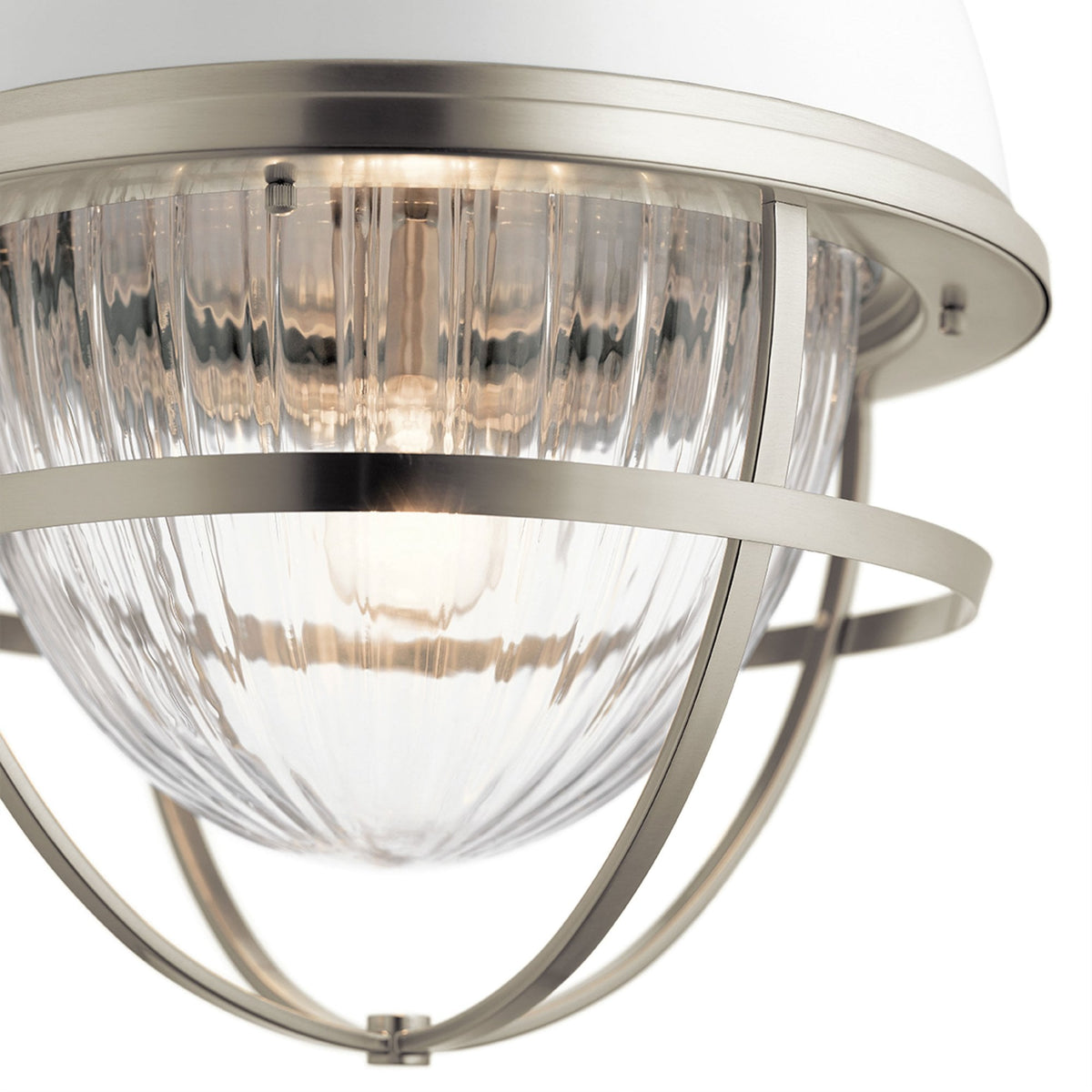 Tollis Pendant Light in Brushed Nickel & White