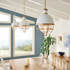 Tollis Pendant Light in Natural Brass & White