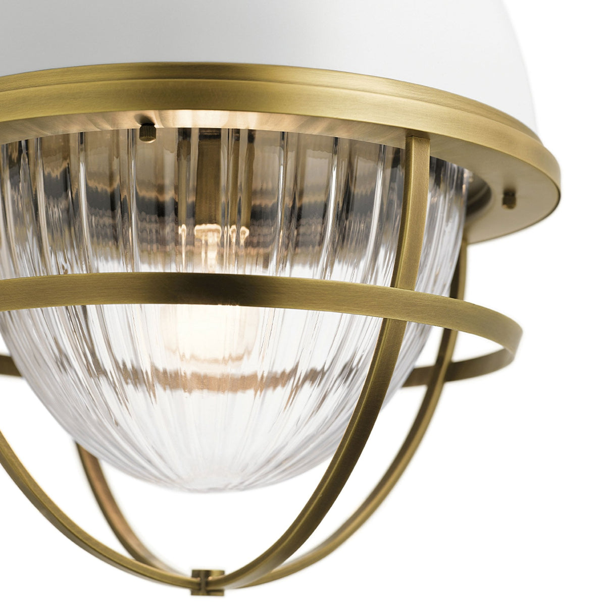 Tollis Pendant Light in Natural Brass & White